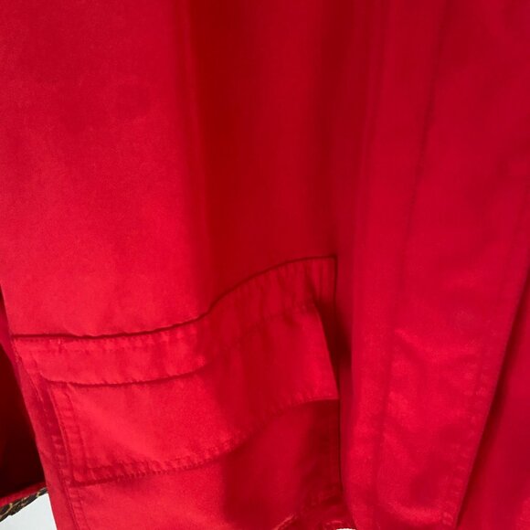 Dennis Basso Women's Red Rain Jacket Size Large Snap Closure Leopard Lining - Picture 6 of 8